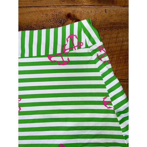 Womens Melly M Green Stripes Hot Pink Anchor Skirt Nautical Stretchy Summer S - Picture 3 of 7